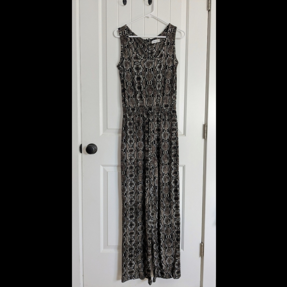 Calvin Klein Snakeskin Print Sleeveless Jumpsuit